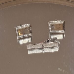 Elegant Silver Cufflinks and Tie Clip Set